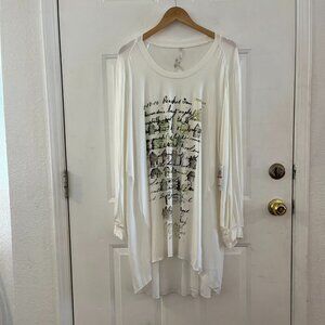 Melissa McCarthy Seven7 White Plus-Size Oversized Long Sleeve Tunic Sz 3x